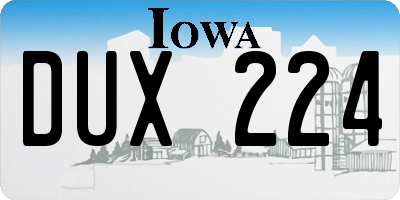 IA license plate DUX224