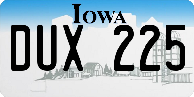 IA license plate DUX225