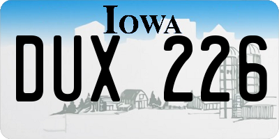 IA license plate DUX226