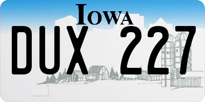 IA license plate DUX227