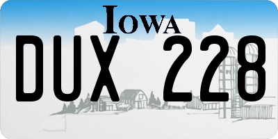 IA license plate DUX228