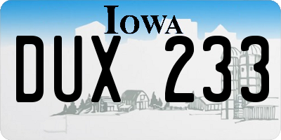 IA license plate DUX233