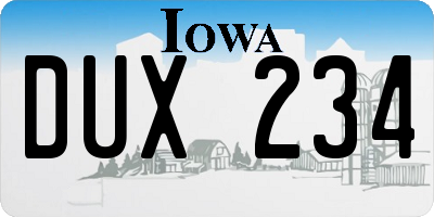 IA license plate DUX234