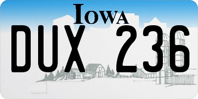 IA license plate DUX236