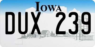 IA license plate DUX239