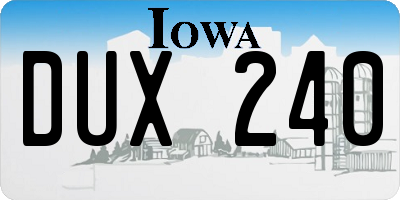 IA license plate DUX240
