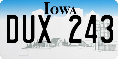 IA license plate DUX243