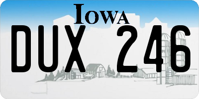 IA license plate DUX246
