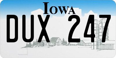 IA license plate DUX247