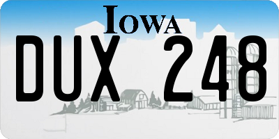 IA license plate DUX248