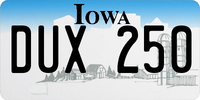 IA license plate DUX250