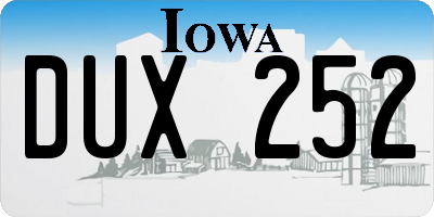 IA license plate DUX252