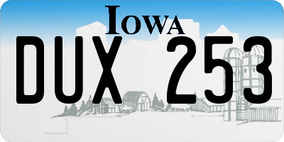 IA license plate DUX253