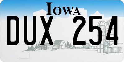 IA license plate DUX254