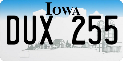 IA license plate DUX255