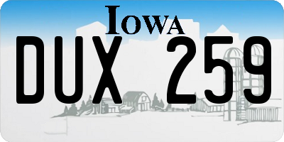 IA license plate DUX259