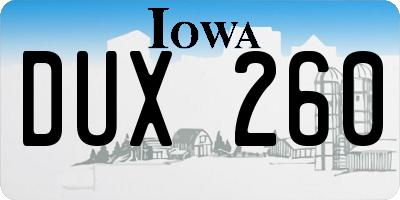 IA license plate DUX260