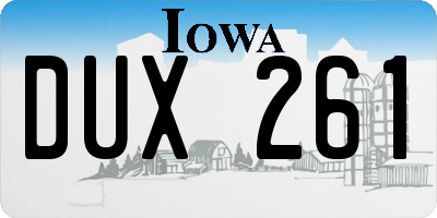 IA license plate DUX261