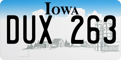 IA license plate DUX263