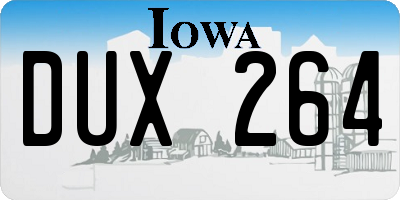 IA license plate DUX264