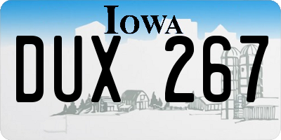 IA license plate DUX267
