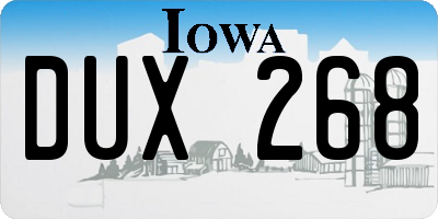IA license plate DUX268