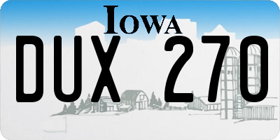 IA license plate DUX270