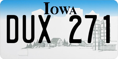 IA license plate DUX271