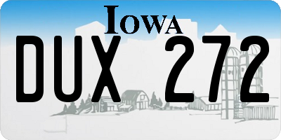 IA license plate DUX272