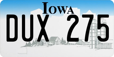 IA license plate DUX275