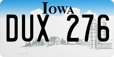 IA license plate DUX276