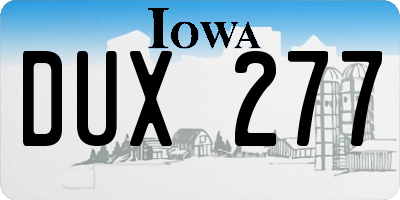 IA license plate DUX277