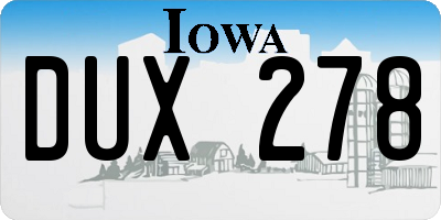 IA license plate DUX278