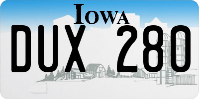 IA license plate DUX280