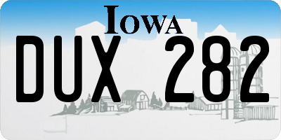 IA license plate DUX282