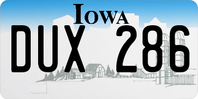 IA license plate DUX286