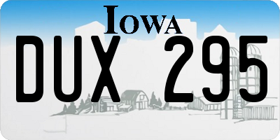 IA license plate DUX295