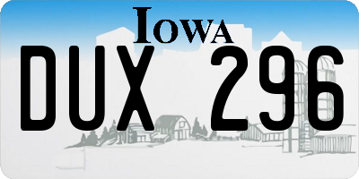 IA license plate DUX296