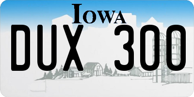 IA license plate DUX300