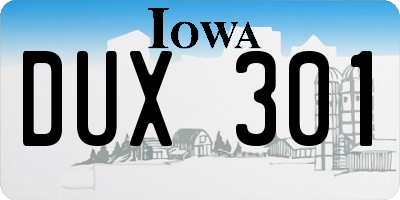 IA license plate DUX301