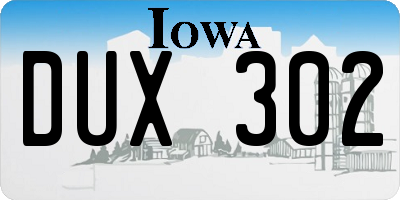IA license plate DUX302