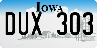 IA license plate DUX303