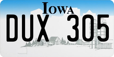 IA license plate DUX305