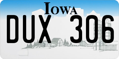 IA license plate DUX306