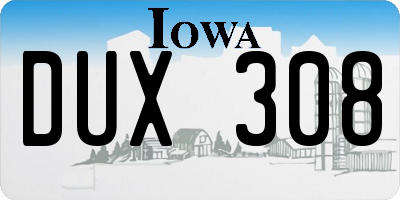 IA license plate DUX308