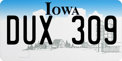 IA license plate DUX309