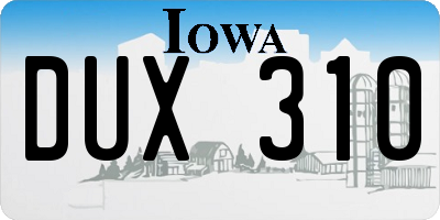 IA license plate DUX310