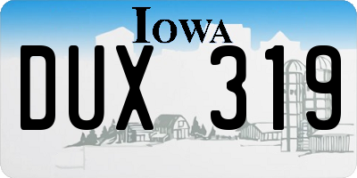 IA license plate DUX319