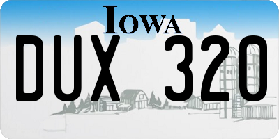 IA license plate DUX320