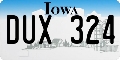 IA license plate DUX324